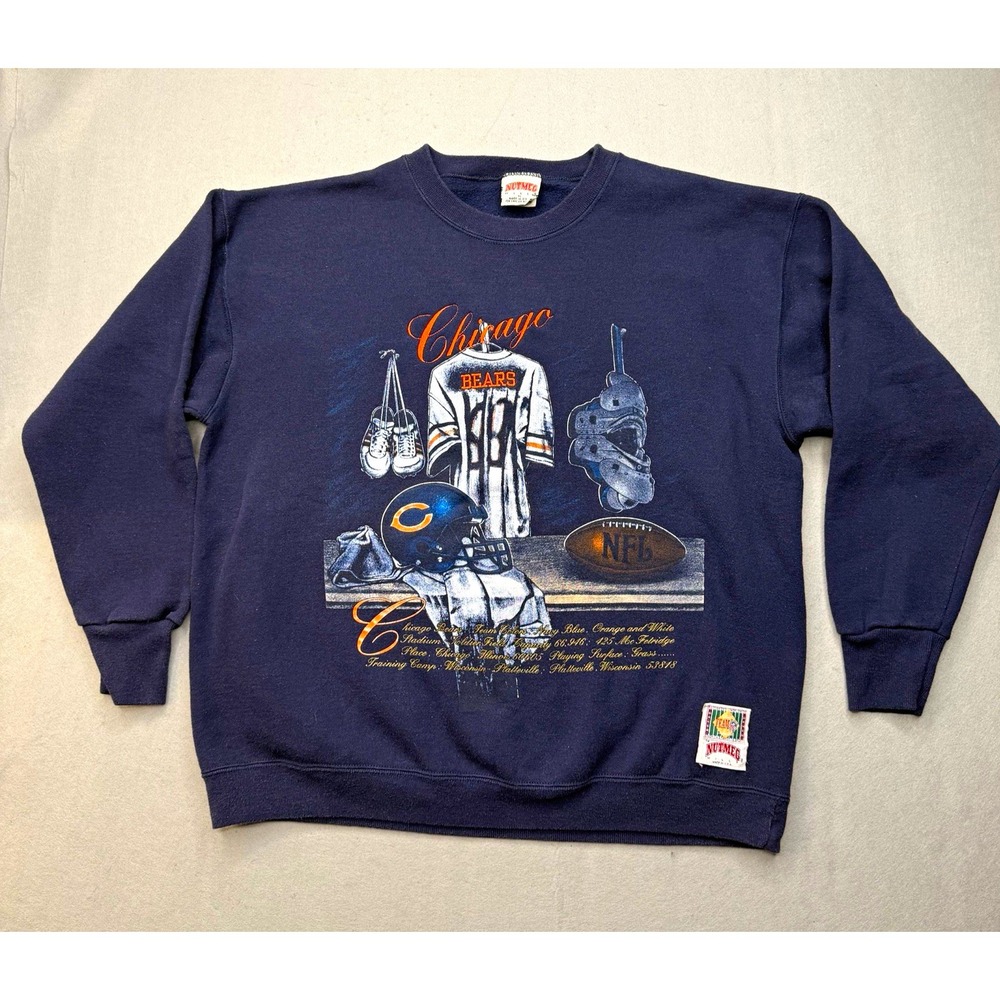 VTG 90s Chicago Bears Nutmeg Mills Locker Room Crewneck Sweatshirt XL USA Made